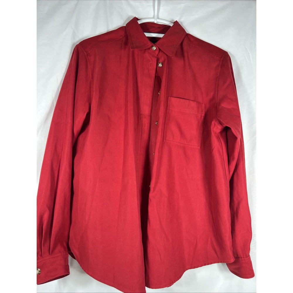 Crazy Horse Liz Claiborne Shirt Women M Button Down Red Long Sleeve